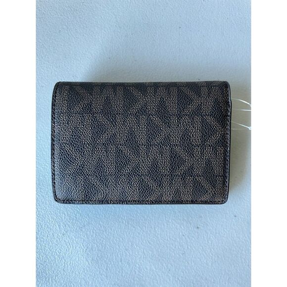 MICHAEL KORS Jet Blue Charm Women's Brown Logo Small Wallet New - Picture 3 of 6